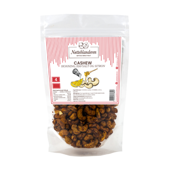 Cashewnøtter med honning, havsalt og sitron 300 g