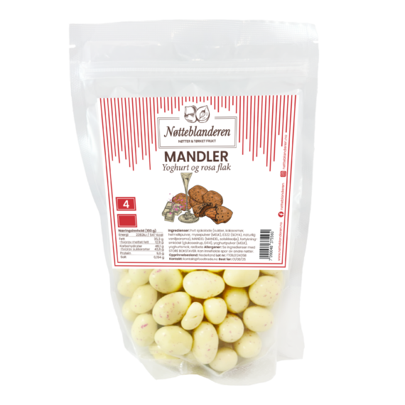 Mandler med yoghurt og rosaflak 430 g